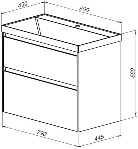 Тумба с раковиной Aquanet Гласс 80 белый