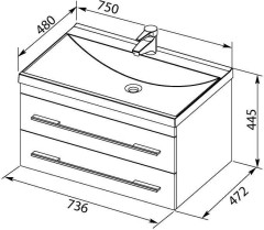 Тумба с раковиной Aquanet Нота NEW 75 венге