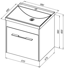 Тумба под раковину Aquanet Августа 58 белый (ручки хром)
