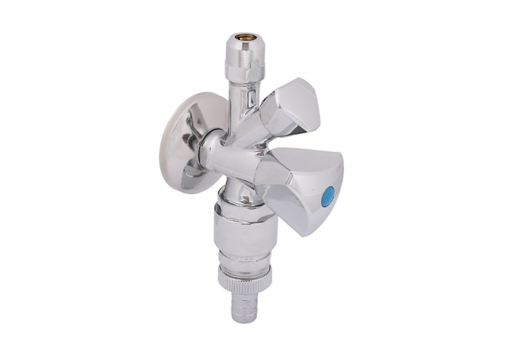 Schlosser, комб. угловой вентиль с 3-угольной рукояткой и аэратором, подключение 1/2", цвет хром