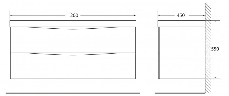 База под раковину подвесная BelBagno MARINO-1200-2C-SO-BO-P