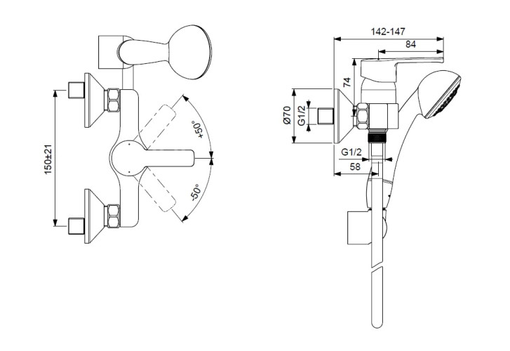 BA237AA UNO Настенный смеситель для душа
