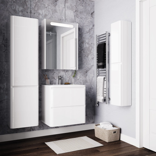 Зеркальный шкаф Итана Roberto 60 (600х170х790) с подсветкой, белый глянец (761636)