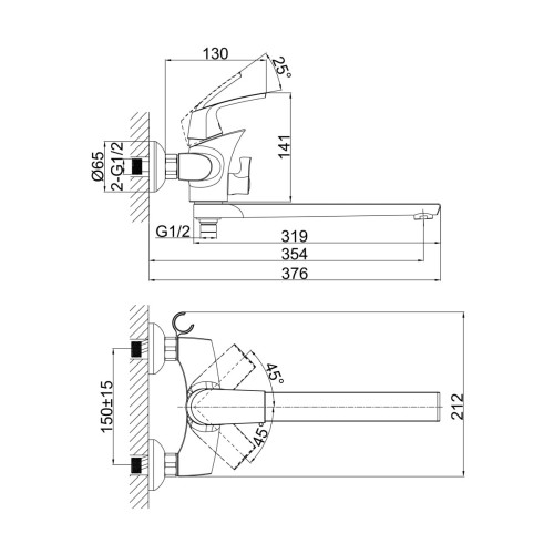 Смеситель для ванны D&K Rhein DA1283301, хром