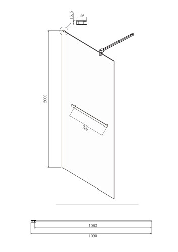 Душевая перегородка Ambassador Walk-in 15031134 (1100x2000)