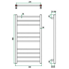Полотенцесушитель водяной GROTA ECOCLASSIC 300x900