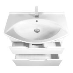 Тумба LAGUNA PLUS, 65 см, подвесная/напольная, 2 ящика, с опорами, белый глянец