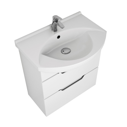 Тумба LAGUNA PLUS, 65 см, подвесная/напольная, 2 ящика, с опорами, белый глянец