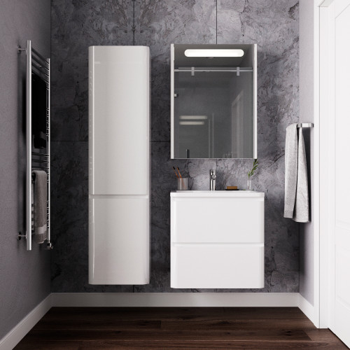 Комплект тумба подвесная Итана Roberto 60 (597х454х606) с раковиной Adel 60, белый глянец (375042)