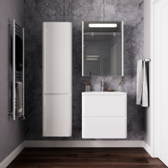 Комплект тумба подвесная Итана Roberto 60 (597х454х606) с раковиной Adel 60, белый глянец (375042)