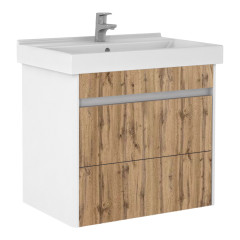 Тумба подвесная под умывальник &quot;Fest 60&quot; Uno Дуб ВОТАН с двумя ящиками В2 Домино