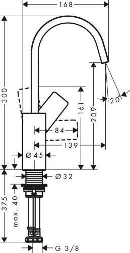 Смеситель для раковины Hansgrohe Vivenis, однорычажный, 210 с поворотным изливом, без сливного гарнитура, матовый белый (75032700)