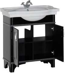 Тумба с раковиной Aquanet Валенса 80 черный краколет/серебро