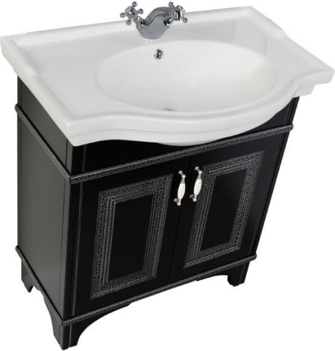 Тумба с раковиной Aquanet Валенса 80 черный краколет/серебро