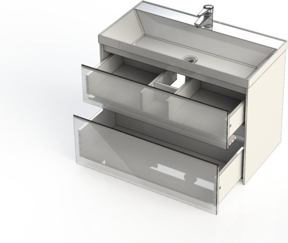 Тумба с раковиной Aquanet Гласс 90 белый