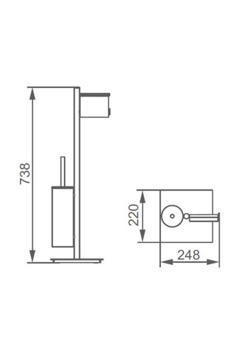 Стойка с туалетным ершиком и бумагодержателем FS 083304 Cr
