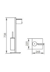 Стойка с туалетным ершиком и бумагодержателем FS 083304 Cr