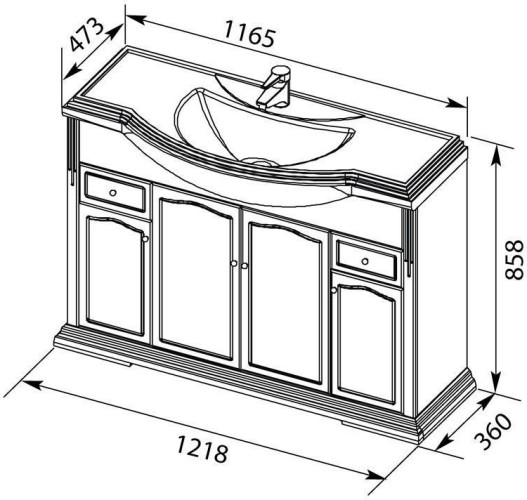 Тумба с раковиной Aquanet Лагуна Классик 120 белый
