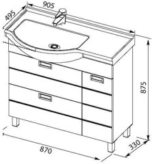 Тумба с раковиной Aquanet Сити 90 L венге