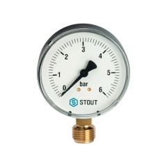 Манометр радиальный STOUT, Корпус ? 80 мм, 0... 6 бар, 1/2&quot;
