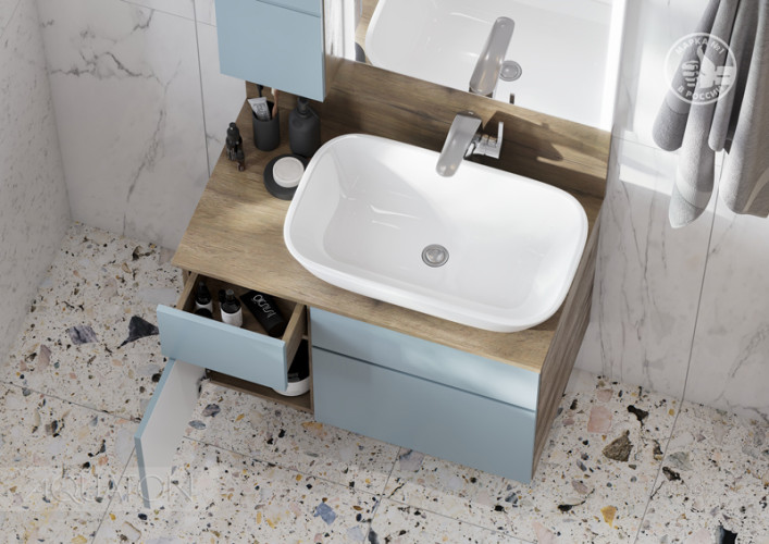 Тумба под раковину AQUATON Мишель 80 подвесная, дуб фьорд/дуб рустикальный (1A244501MIX30)