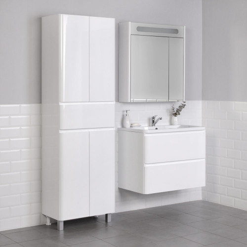 Зеркальный шкаф Итана Roberto 80 (800х170х790) с подсветкой, белый глянец (284695)