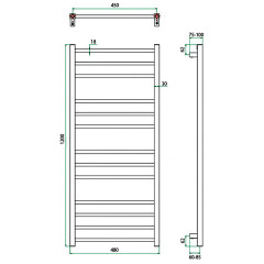 Полотенцесушитель водяной GROTA ECOCLASSIC 480x1200