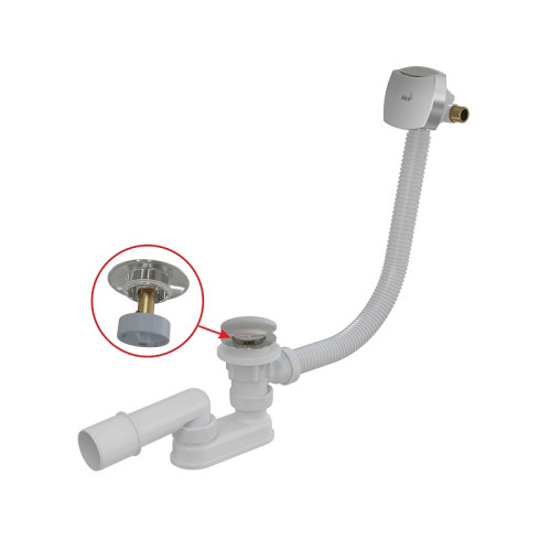 Слив-перелив Alcadrain для ванны, CLICK/CLACK, с напуском воды через перелив, хром (A508CKM-80)