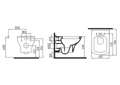 Унитаз подвесной Bien DOR с гигиеническим покрытием в компелекте с сиденьем микролифт DRKA050AMVPOW5000 + SVEU11W5W5HBO