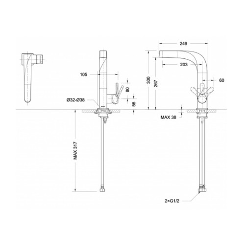 Смеситель для кухонной мойки Bravat WAVE, хром (F774108C)
