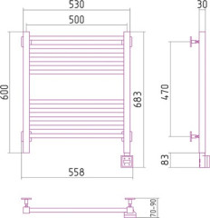 Электрический полотенцесушитель Сунержа Модус 600х500