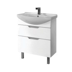 Тумба LAGUNA PLUS, 75 см, подвесная/напольная, 2 ящика, с опорами, белый глянец