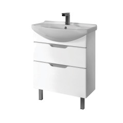 Тумба LAGUNA PLUS, 75 см, подвесная/напольная, 2 ящика, с опорами, белый глянец