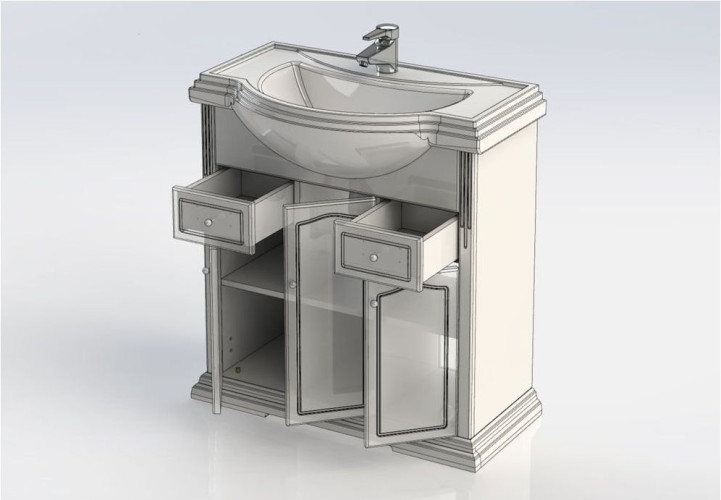 Тумба с раковиной Aquanet Лагуна Классик 80 белый