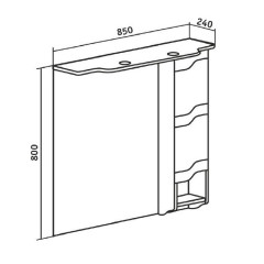 Зеркальный шкаф Runo Стиль 85 правый