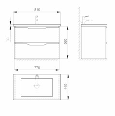 Комплект в ванную Ceruttispa тумба Алессандрия подвесная 80 с умывальником "Кантэ 80"