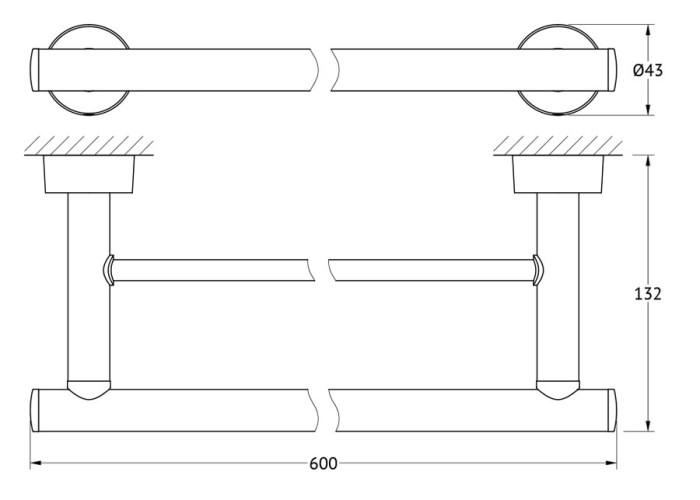 Штанга для полотенца двойная 60 cm (хром) (FBS) NOS 037