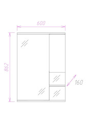 Зеркало - шкаф Onika ЭЛИТА 60.01 правосторонний, врезной LED-светильник, белый (206020)