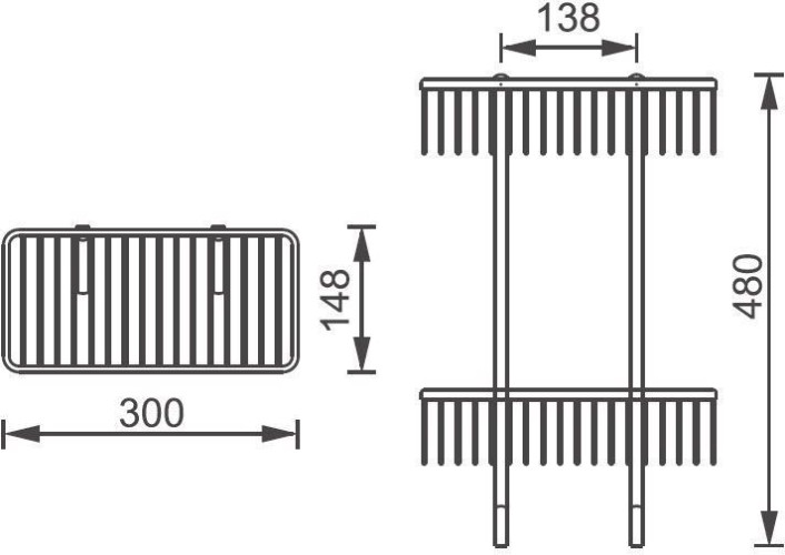 Полочка Aquanet 8148 (30 см, двойная, с крючками)