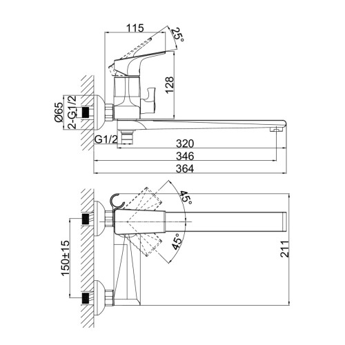 Смеситель для ванны D&K Rhein DA1293301, хром