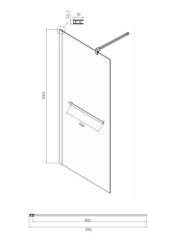 Душевая перегородка Ambassador Walk-in 15031236 (900x2000)