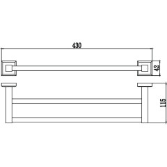 Держатель для полотенец прямой (2-ой) 40 см Savol S-409548 хром