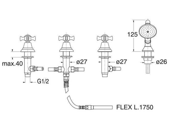 Смеситель на борт ванны CRISTINA CANOVA CN12292