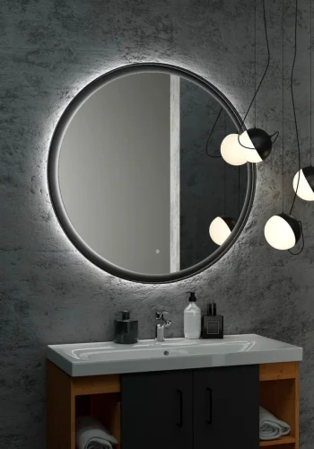 Зеркало Континент Planet black Led D 1000 с бесконтактным сенсором