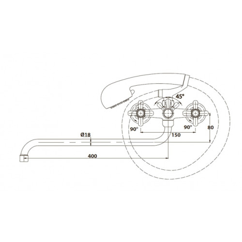 Смеситель для ванны с душем KAISER Carlson (11055)