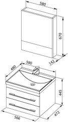 Комплект мебели для ванной Aquanet Нота NEW 58 венге (камерино)