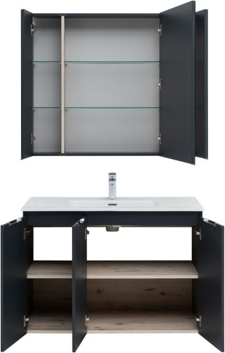 Мебель для ванной Aquanet Алвита New 100 3 дверцы, антрацит