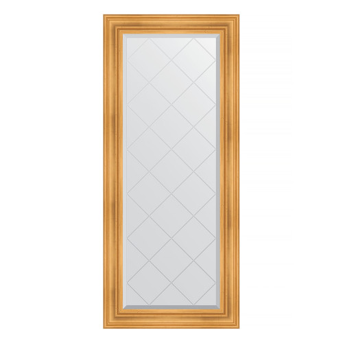 Зеркало настенное с гравировкой EVOFORM в багетной раме травленое золото, 69х158 см, BY 4159