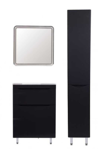 Тумба напольная Style Line Бергамо мини 70 (2 ящ.) Люкс антискрейтч черный, PLUS