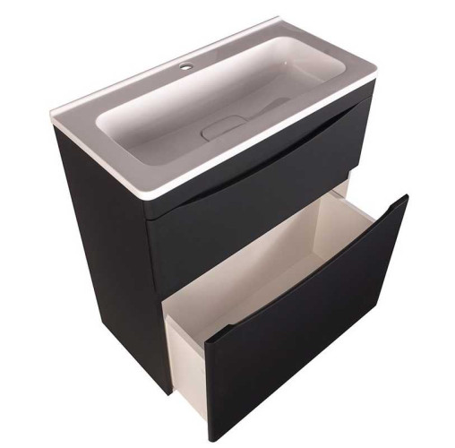 Тумба напольная Style Line Бергамо мини 70 (2 ящ.) Люкс антискрейтч черный, PLUS